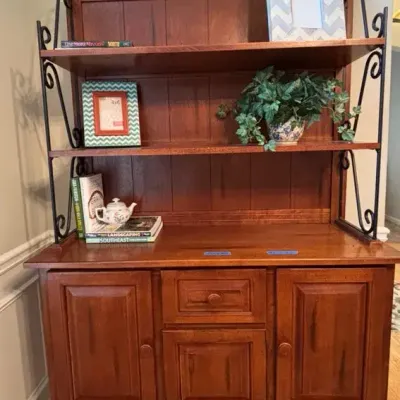 Beautiful French Country Bakers Rack Cabinet