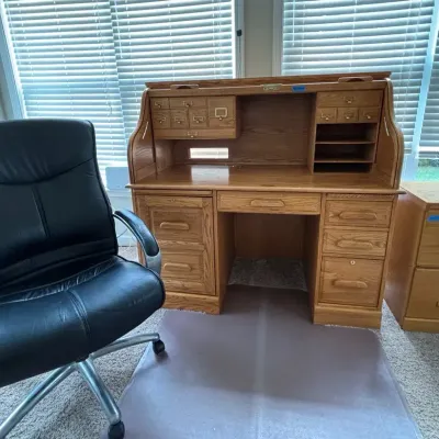 Oak Roll Top Heavy Duty Desk