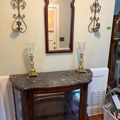 Stunning Display Granite Topped, Carved Wood +