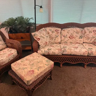 Wicker Love Seat And Chair , Ottoman And More!