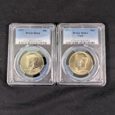 1976 & 1977-P Kennedy Half Dollars - MS-64 PCGS