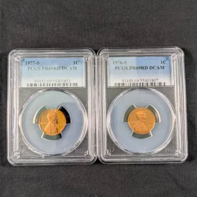 1976-S & 1977-S Proof High Grade Lincoln Cents - PR-69 DCAM By PCGS