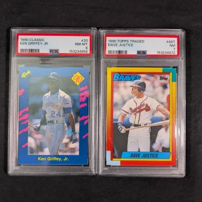 1990 Classic & Topps Dave Justice & Griffey Cards - PSA Graded