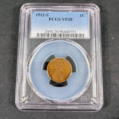 1912-S Lincoln Wheat Cent - VF-20 PCGS Graded - Key Date!