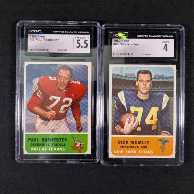 (2) 1962 Fleer Football Cards - CGC Graded