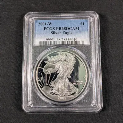 2001-W $1 1oz Pure Silver Eagle Proof - PR-68 DCAM Graded By PCGS