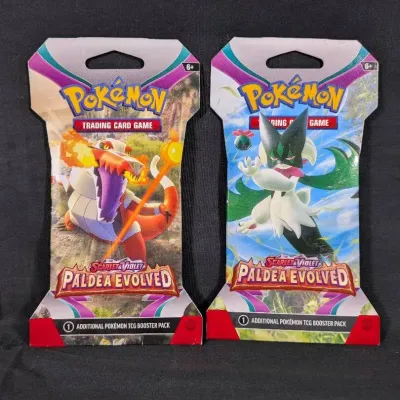 (2) Different Pokemon Scalet & Violet Paldea Evolved Booster Packs - Brand New, Factory Sealed
