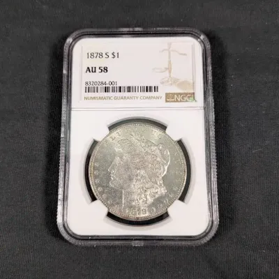 1878-S $1 Silver Morgan Dollar - Better Date - AU-58 Graded By NGC SK