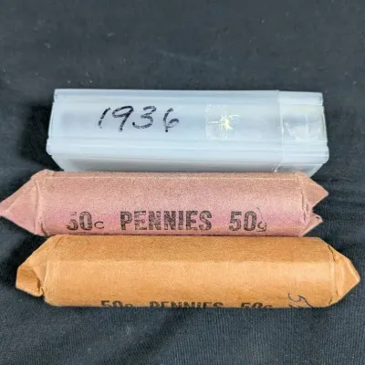 1936-P, 1948-S, 1952-D Lincoln Wheat Cent Rolls - 150 Coins