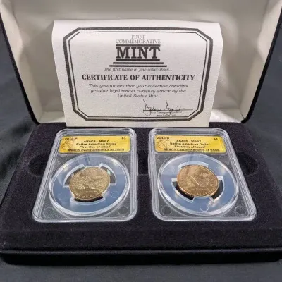 2010-P & 2010-D Native American Dollars w/Case - First Day Of Issue - High Grade MS-67