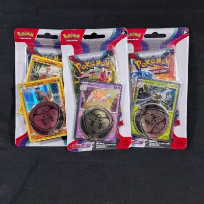 (3) Sealed Pokemon Scarlet & Violet Booster Packs w/Coin - Unopened, Factory Sealed!
