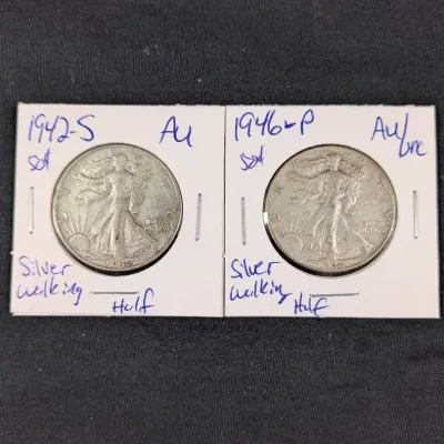 (2) High Grade Silver Walking Liberty Half Dollars