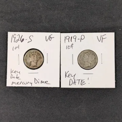 1919-P & 1926-S Silver Mercury Dimes - Key Dates!