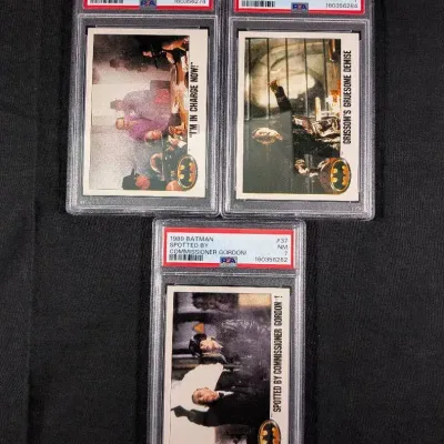 (3) 1989 Batman Collector Trading Cards PSA Graded