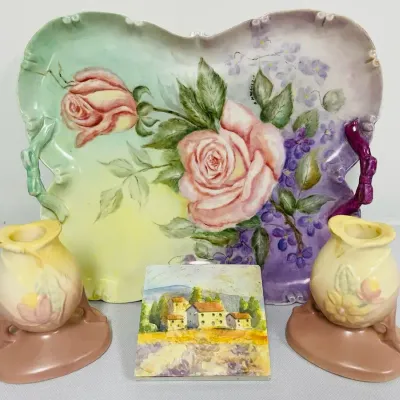 "Hull" Candlesticks, Porcelain Serving Dish, and More