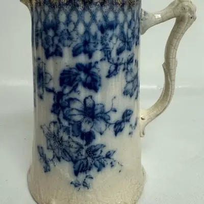 Antique Flow Blue Victorian Pitcher #1