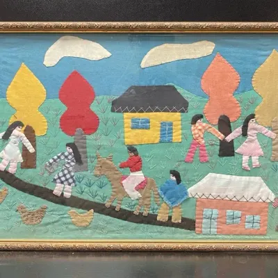 Vintage Framed Handcrafted Folk Art 