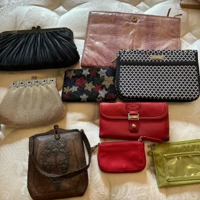 Evening Bags And Wallets Including Antique Leather Bag