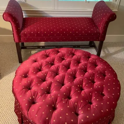 Ethan Allen  Matching Fabric Bench & Ottoman
