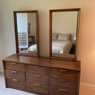 Burlington House Modern Dresser with Two Attached Mirrors