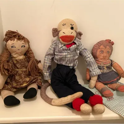 Vintage Handmade Dolls Including Sock Monkey & Sugar Sack Doll