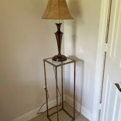 Tall Glass Table & Lamp