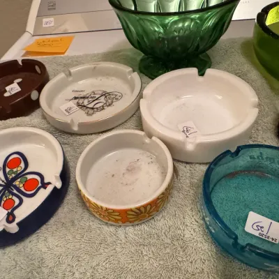 assortment of vintage ash trays
