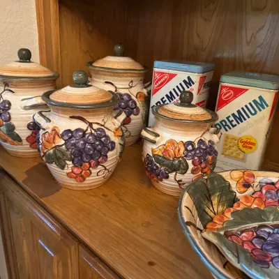 canister set and vintage tins