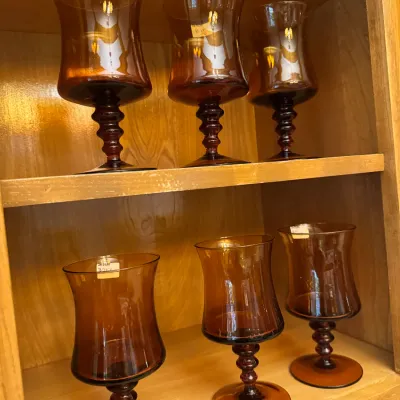 colony glass richmond amber gold water goblets