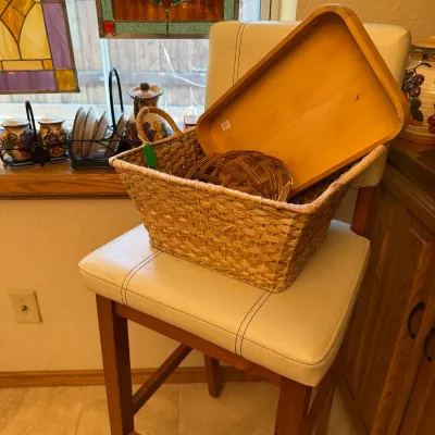 bar chair and basket