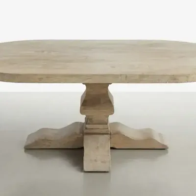 Light Rough-hewn Wood Dining Table