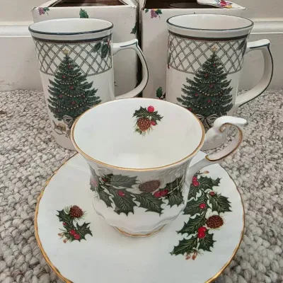 Rosina Fine Bone China And Mikasa Four Mug Set