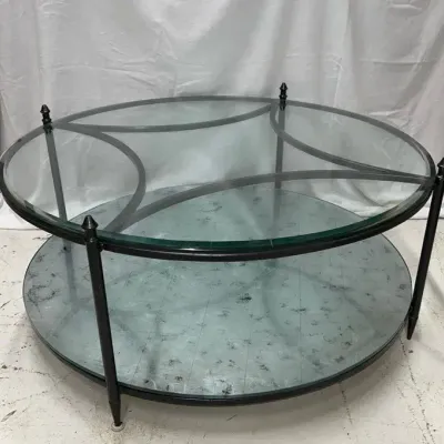 Round Glass-top Metal Table