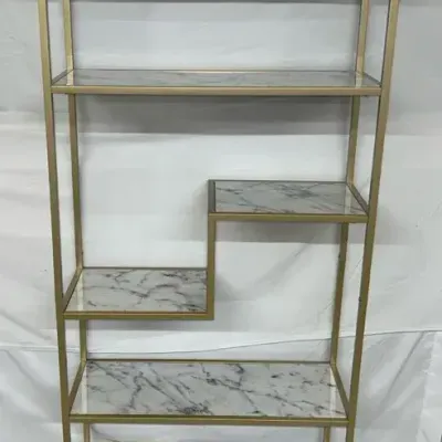 Faux Marble Gold Shelf Unit
