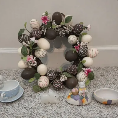 Vintage Easter/Spring Decor With Hand Carved White Onyx Rabbit