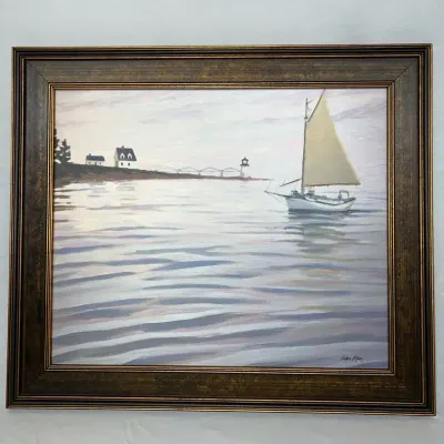 Framed Boat On Water Signed by Gordon Haas