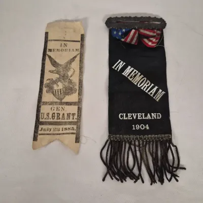 Antique In Memoriam U.S. Grant & Cleveland Ribbons