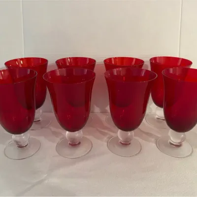 Set Of 8 Lenox Ruby Red Glass Goblets