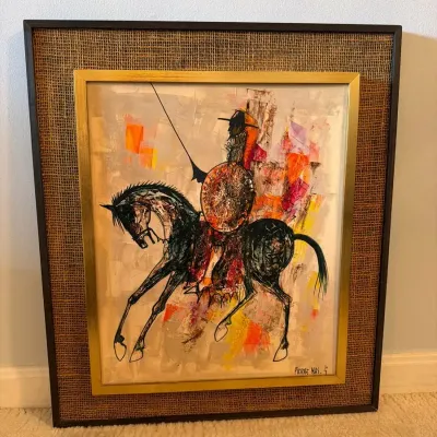 Pierre Mas Don Quixote On Horseback Signed & Framed Artwork