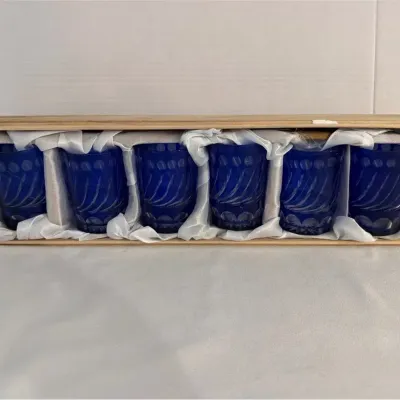 Cobalt Blue Japanese Cut Glass Tumblers
