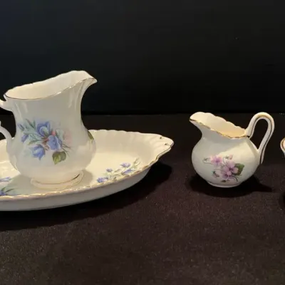 Bone China - Royal Albert Creamer/Tray And Delphine Mini Creamer And Cup (4)