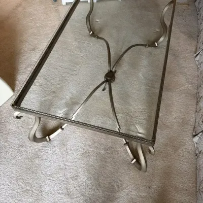 Glass Topped Metal Coffee Table