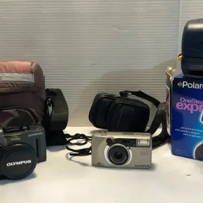 Trio Of Film Cameras - Olympus And Poloroid