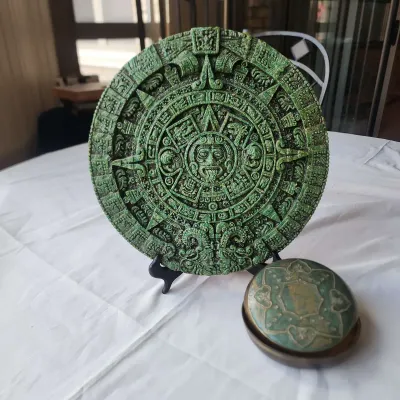 Sun Stone Wall Plaque And Brass Trinket Box
