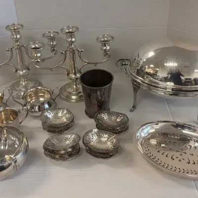 Sterling And Silver Plate Candlabra And Serve Ware