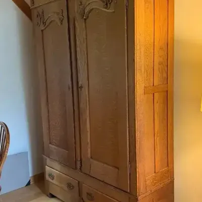 Antique Oak Wardrobe Cabinet