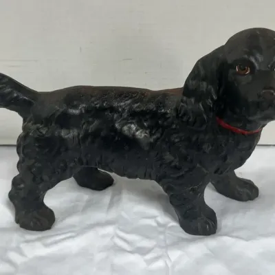 Vintage Cast Iron Doorstop - Black Cocker Spaniel