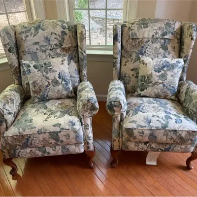 Pair Of Floral Lay-Z-Boy Upholstered Chairs
