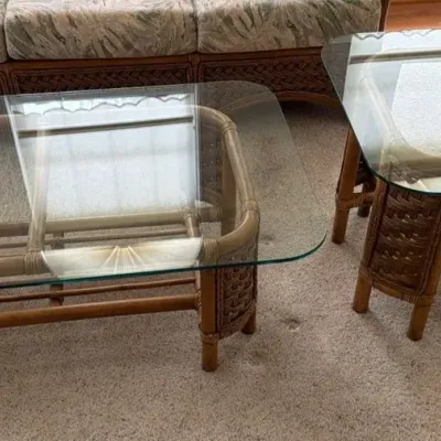 Glass-Topped Coffee Table & Side Table