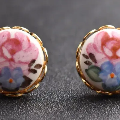 12k Gold Filled Vintage Floral Stud Earrings 